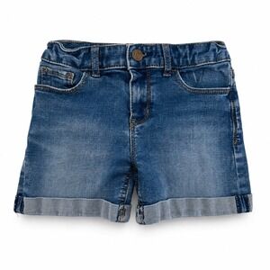 Gap Kids Girls Stretch Midi Shorts Medium Wash Denim Size 10 Regular Cuffed Hem
